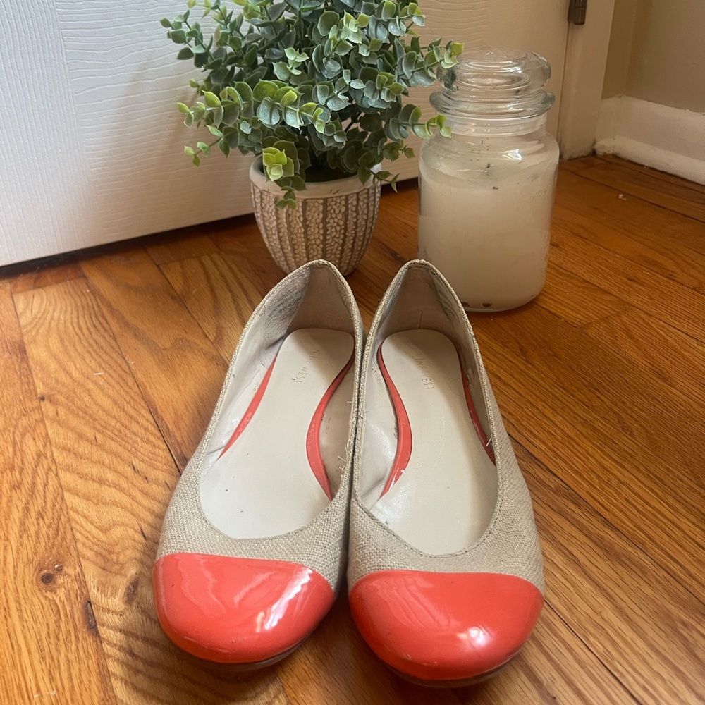 Nine West Beige and Coral Flats